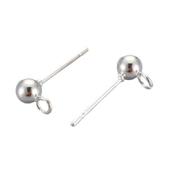 Earring Studs with Loop Stainless Steel Silver 10/pk