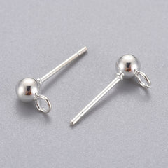 Silver Stainless Steel Earring Studs with Loop 10/pk