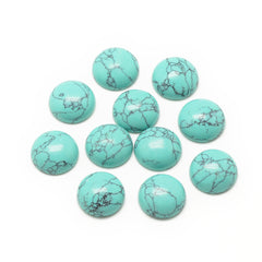 Gemstone Cabs, Round 12mm Turquoise (Synthetic/Dyed) 2/pk