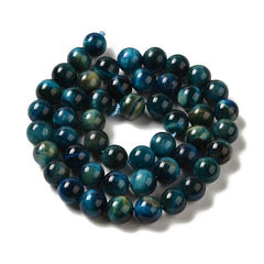 Tiger Eye Blue Beads 8mm Round (Natural/Dyed) 15-16" Strand