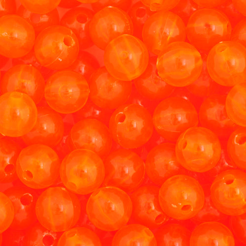 Round Plastic Beads 6mm Transparent Fluorescent Orange 1000/pk