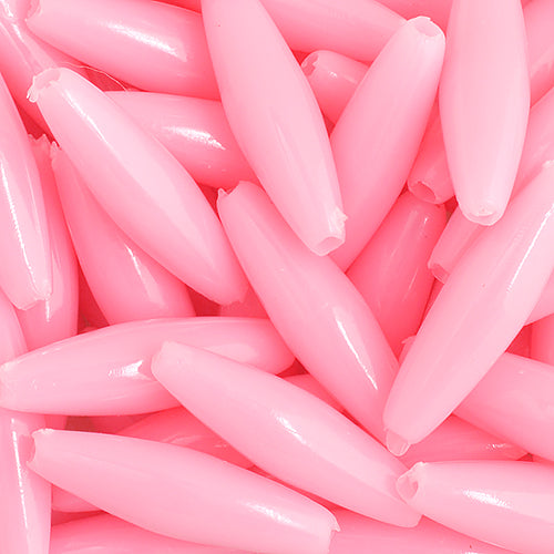 Plastic Spaghetti Beads Opaque Pink 100/pk