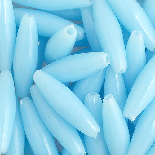 Plastic Spaghetti Beads Opaque Light Blue 100/pk