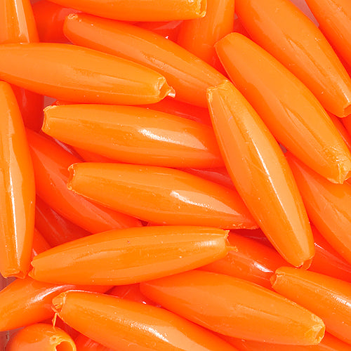 Plastic Spaghetti Beads Opaque Orange 100/pk