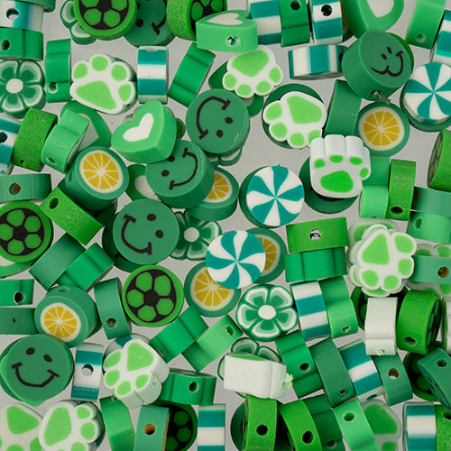 Craft Beads Clay Mixed Shapes Green 120/pk