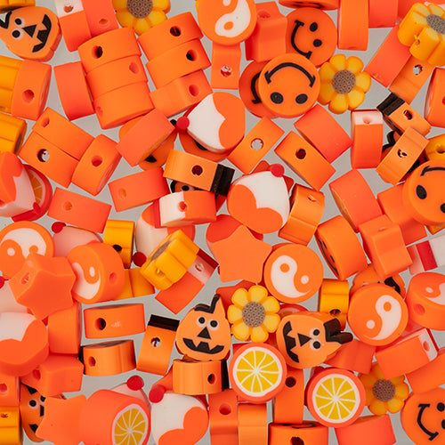 Craft Beads Clay Mixed Shapes Orange 120/pk