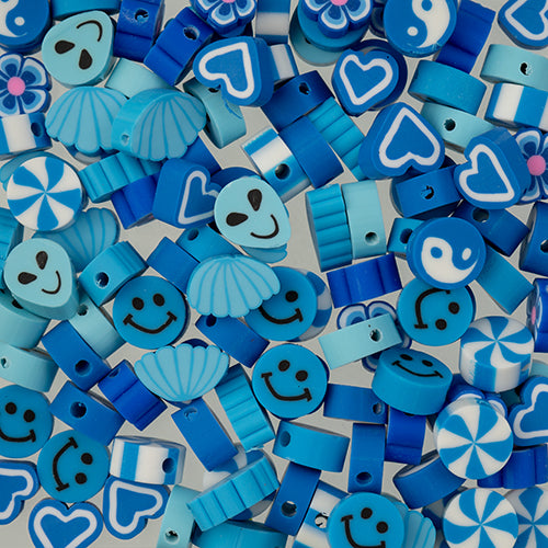 Craft Beads Clay Mixed Shapes Blue 120/pk