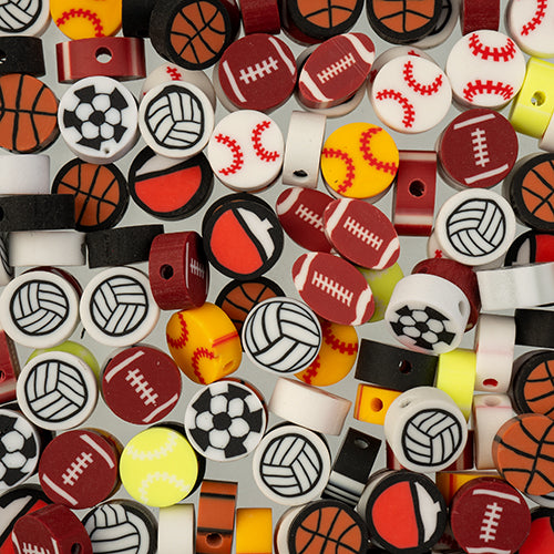 Craft Beads Clay Mixed Shapes Sports 120/pk