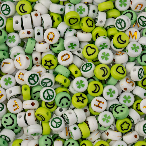 Craft Beads Plastic Disc 7mm Green Mix 72g
