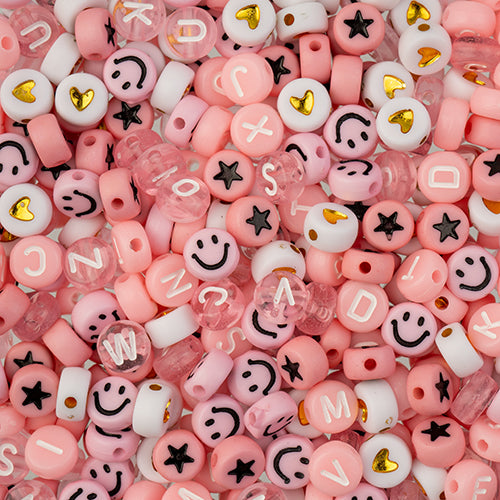 Craft Beads Plastic Disc 7mm Pink Mix 72g