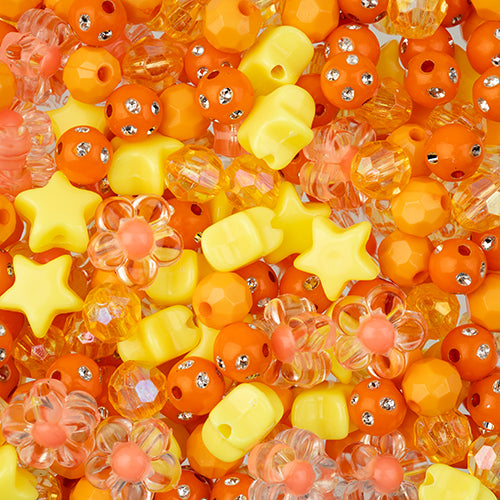 Craft Beads Plastic Star Mix Orange 70g