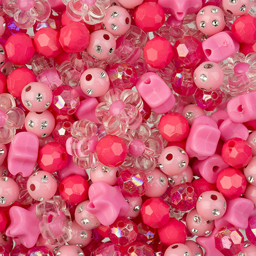 Craft Beads Plastic Star Mix Pink 70g