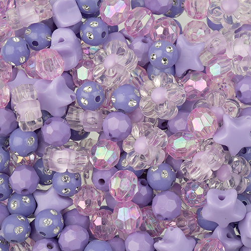 Craft Beads Plastic Star Mix Purple 70g