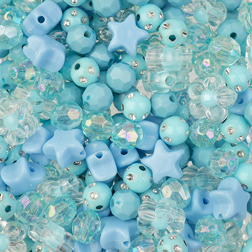 Craft Beads Plastic Star Mix Blue 70g