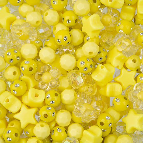 Craft Beads Plastic Star Mix Yellow 70g