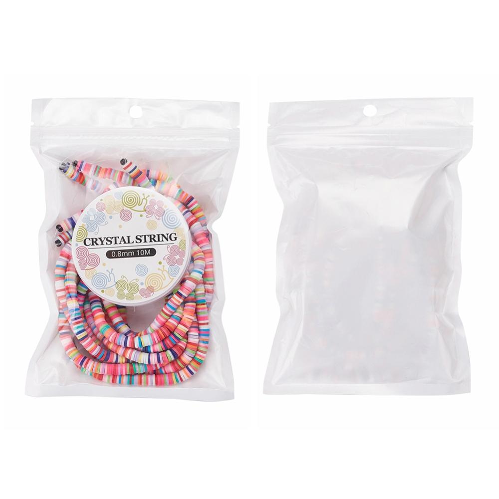 Front and back of the multicolour polymer clay bracelet kit in clear bags