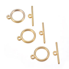 Toggle Clasp Round 15mm Gold 10/pk