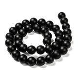 Black Agate Frosted Beads 10mm Round Grade A (Natural/Dyed) 15-16" Strand