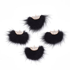 Faux Mink Fur Tassels 1.25" Black 2/pk