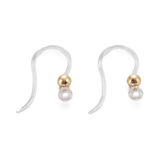Clear / Gold Hypoallergenic Fish Hook Earrings 100/pk