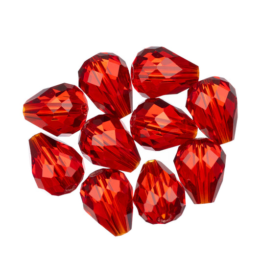 K9 Glass Teardrop Beads 10x8mm Light Siam 10/pk
