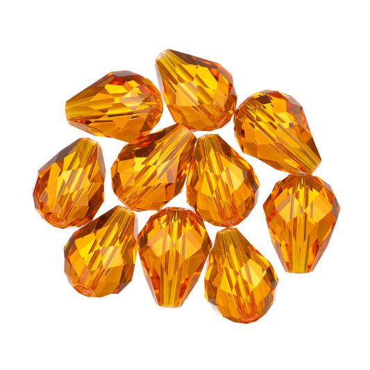 K9 Glass Teardrop Beads 10x8mm Red Topaz 10/pk