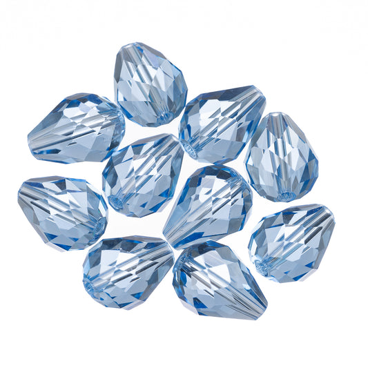 K9 Glass Teardrop Beads 10x8mm Light Sapphire 10/pk