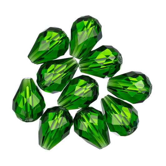 K9 Glass Teardrop Beads 10x8mm Erinite 10/pk