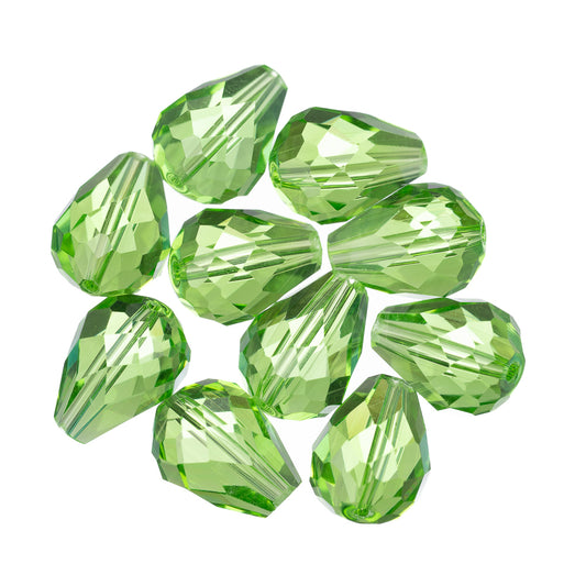 K9 Glass Teardrop Beads 10x8mm Lime Green 10/pk