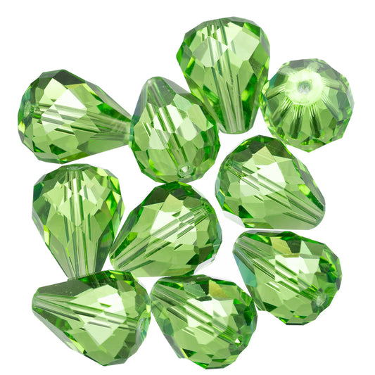 K9 Glass Teardrop Beads 12x10mm Lime Green 10/pk
