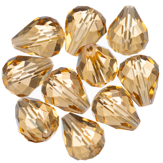 K9 Glass Teardrop Beads 12x10mm Gold Champagne 10/pk