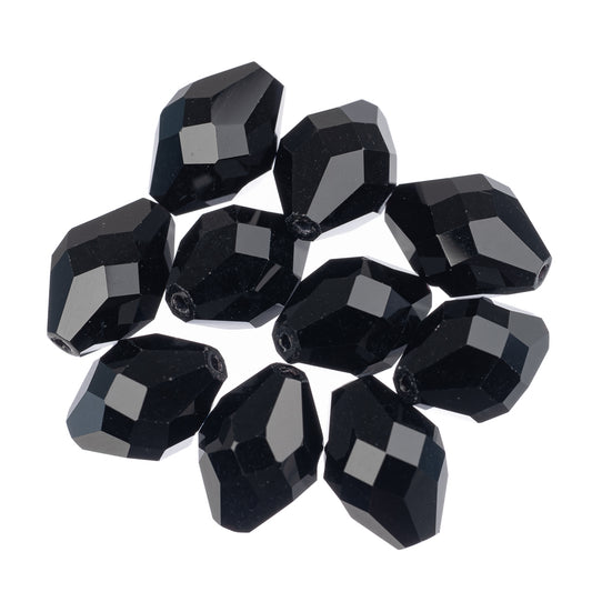 K9 Glass Oval Beads 11x8mm Jet Black 10/pk