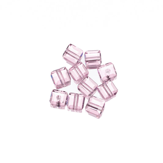 K9 Glass Cube Beads 4mm Rosaline 10/pk