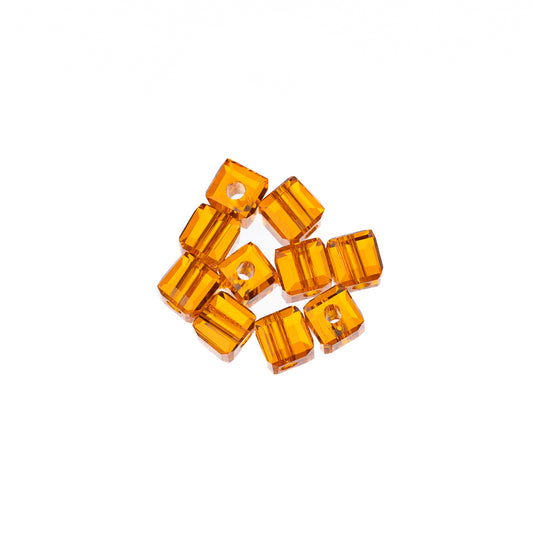 K9 Glass Cube Beads 4mm Red Topaz 10/pk
