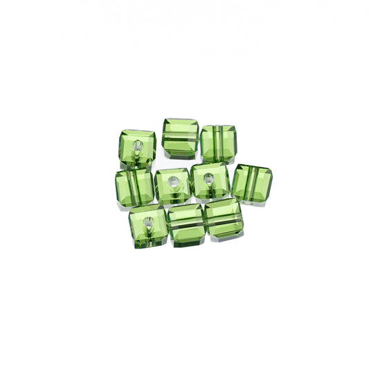 K9 Glass Cube Beads 4mm Lime Green 10/pk