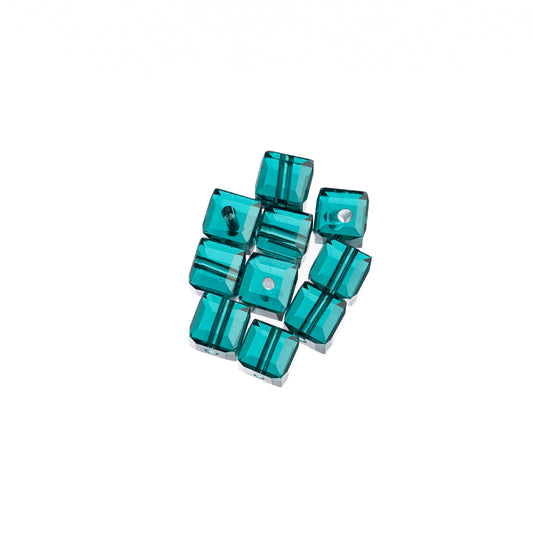 K9 Glass Cube Beads 4mm Indicolite 10/pk