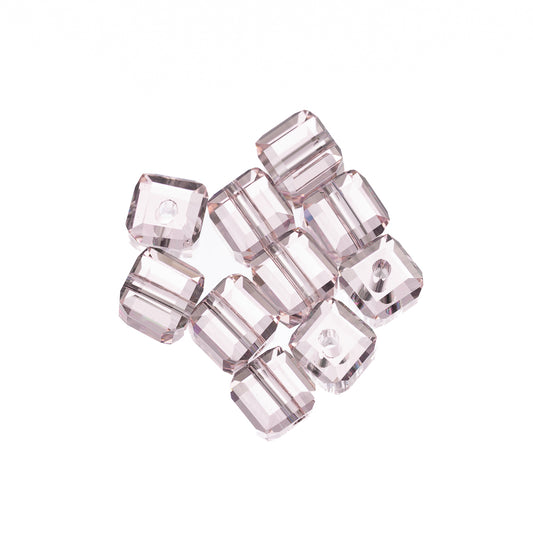 K9 Glass Cube Beads 6mm Rosaline 10/pk