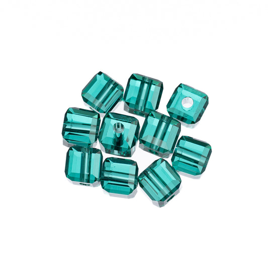 K9 Glass Cube Beads 6mm Indicolite 10/pk