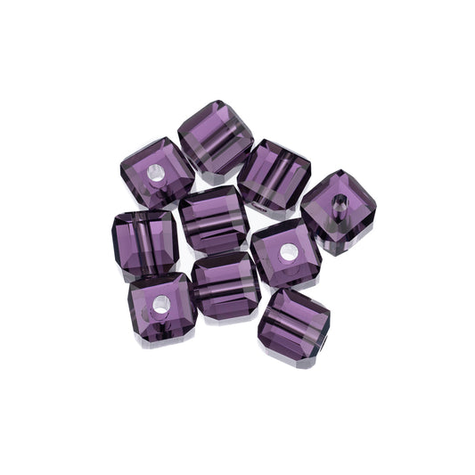 K9 Glass Cube Beads 6mm Purple Velvet 10/pk