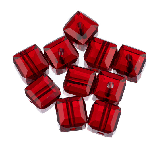 K9 Glass Cube Beads 8mm Siam 10/pk