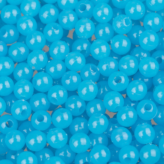 Round Plastic Beads 5mm Glow Blue Approx 1000/Bag