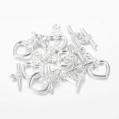 Toggle Clasp Silver Heart 10/pk