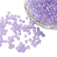 Round Plastic Beads 5mm Transparent Lavender AB 25g