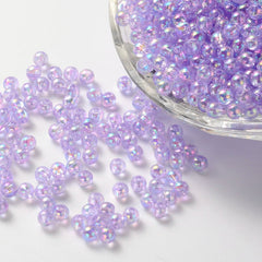 Round Plastic Beads 5mm Transparent Lavender AB 25g