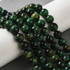 Tiger Eye Green Beads 8mm Round (Natural/Dyed) 15-16" Strand