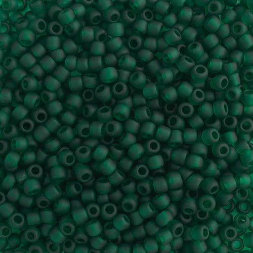 8/0 Toho Seed Beads #939F Tr Frosted Green Emerald 8-9g Vial
