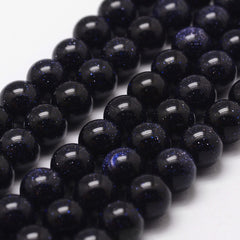 8mm Goldstone Blue (Synthetic) Beads 15-16" Strand