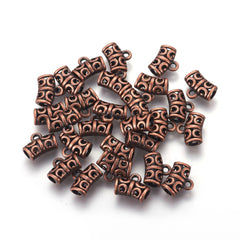 Antique Copper Tube Bead Bails 10/pk