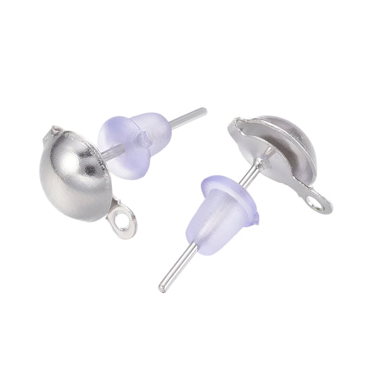 Nickel Earring Studs with Loop and Backings 10/pk