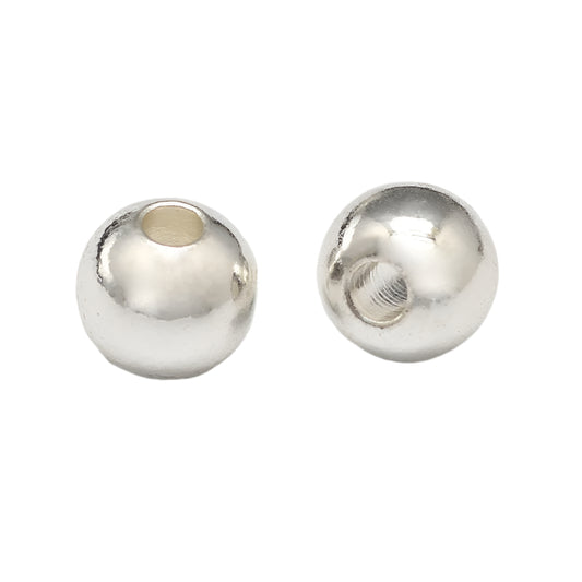 Round Metal Bead 6mm Silver Plated 50/pk